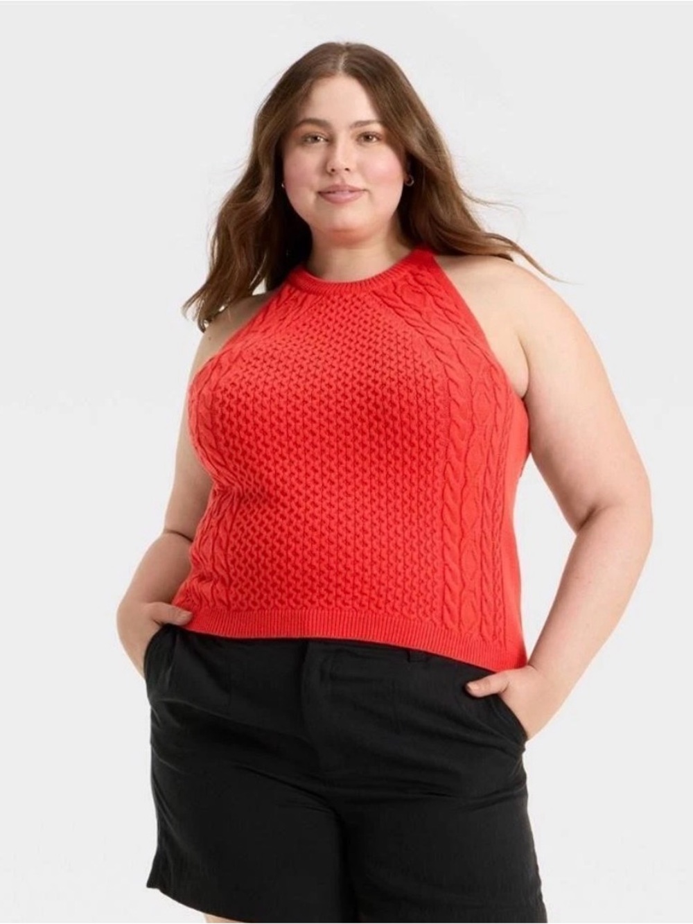 a new day Red Cable Knit Sleeveless Sweater Vest
